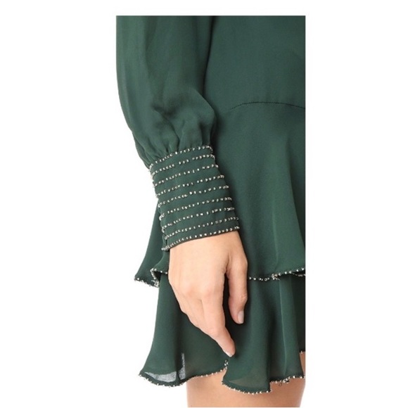 Parker NY Chrissy Beaded Silk Mini Dress In Alphine Forrest Green - Picture 10 of 13